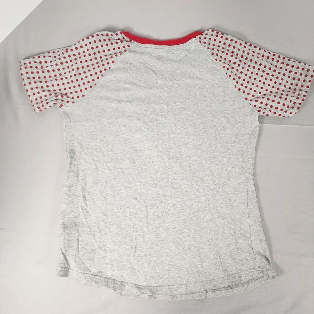 Disney Minnie Mouse Original Mouseketeer Pajama Set Grey Red Polka Dot Womens M